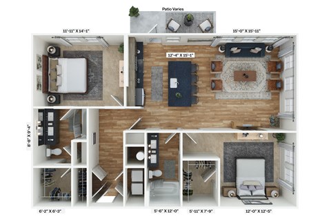 3d floor plan of a house with a living room and a dining room